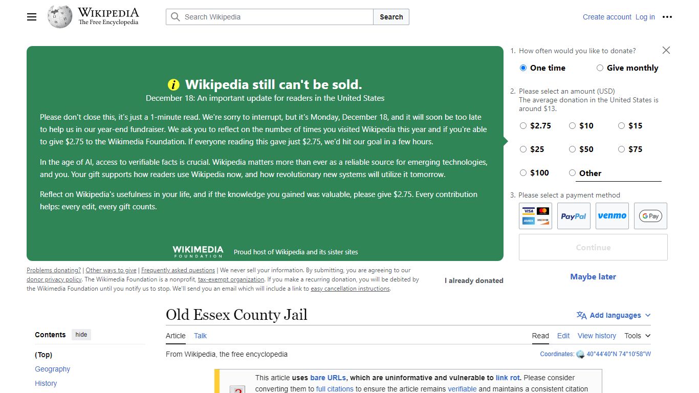 Old Essex County Jail - Wikipedia